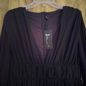 Mlle Gabrielle Black V-Neck Dress